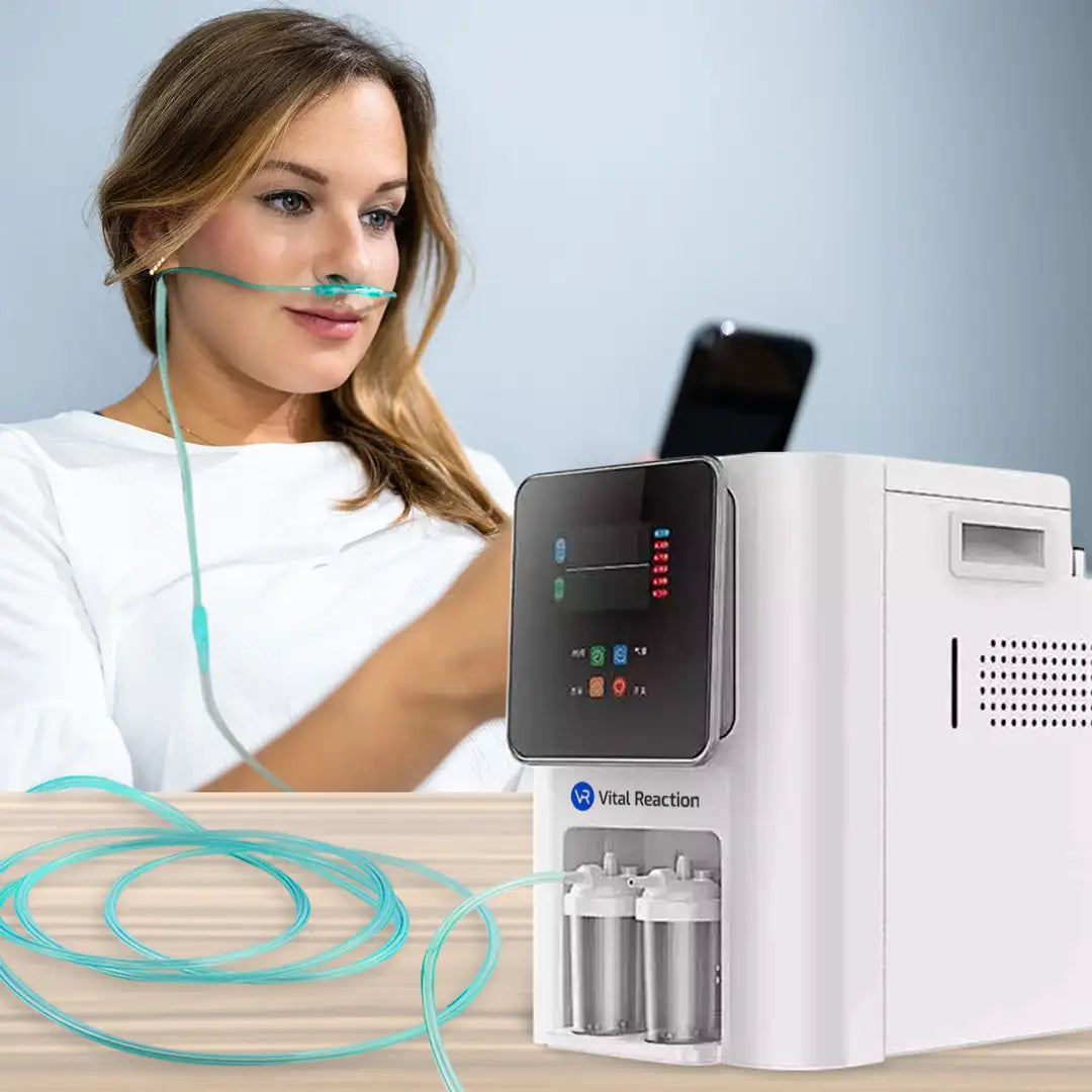 Vital Reaction Clinical Molecular Hydrogen Inhaler in use by young woman