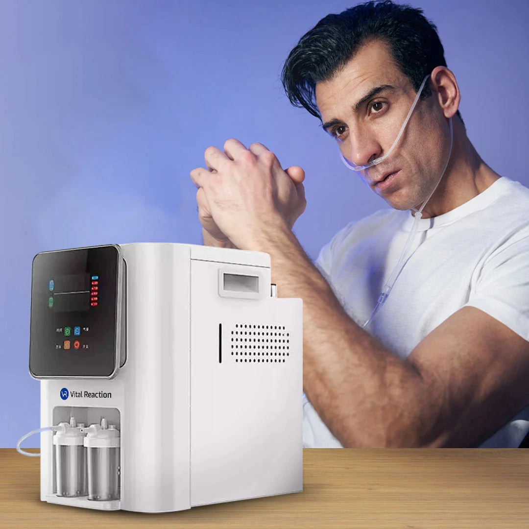 Vital Reaction Clinical Molecular Hydrogen Inhaler in use by young man