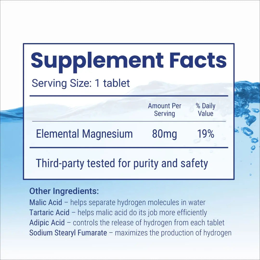 vital reaction molecular hydrogen tablets supplement facts and other ingredients