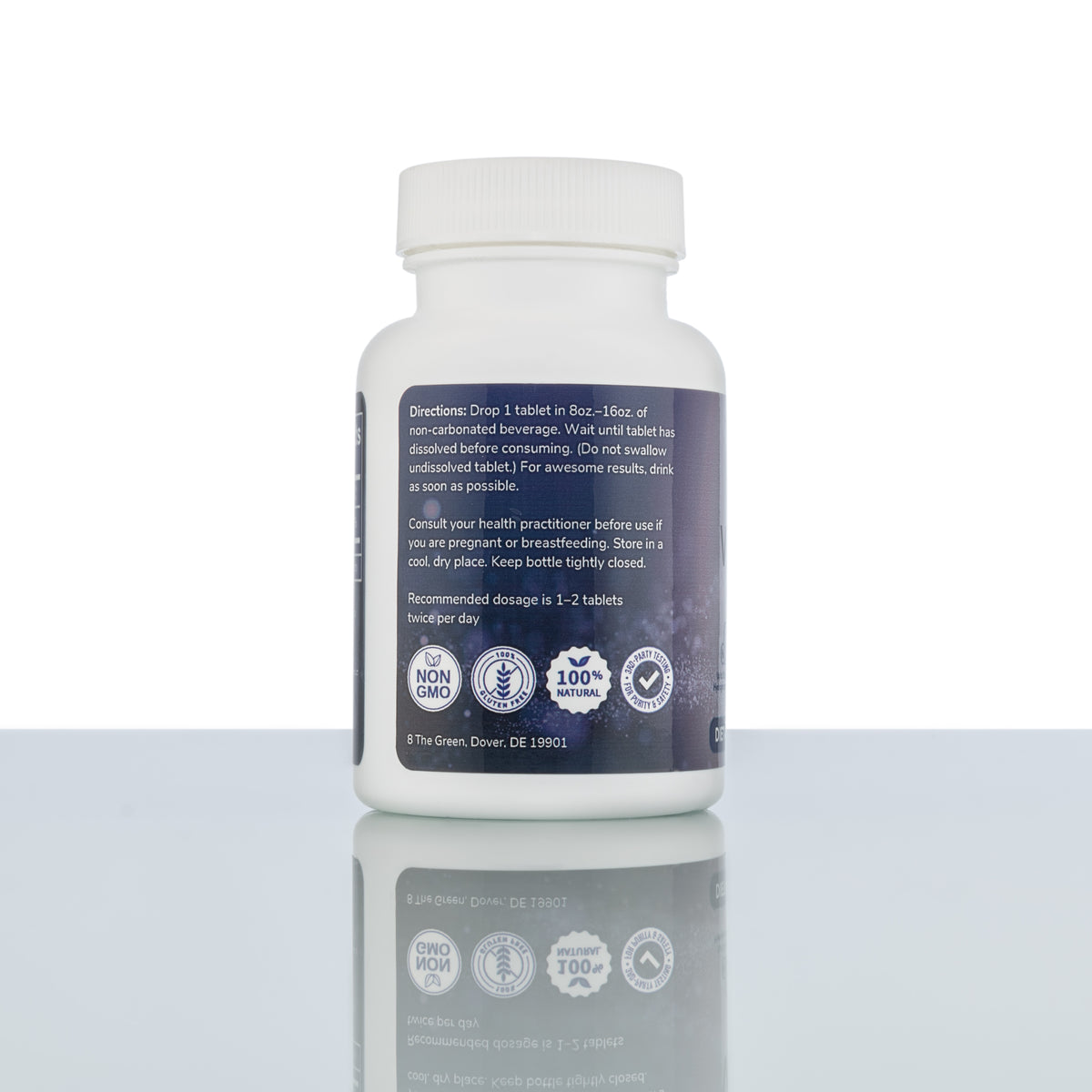 vital reaction molecular hydrogen tablets bottle directions for use label